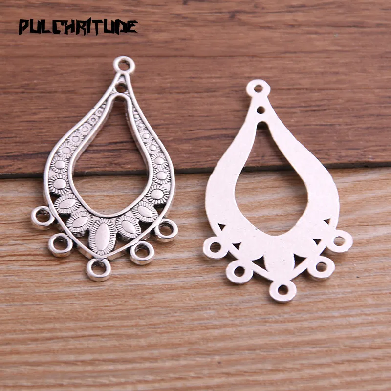PULCHRITUDE 8pcs 25*46mm Two Color Zinc Alloy Hollow Water droplets Connectors Pendants Jewelry Making DIY Handmade Craft