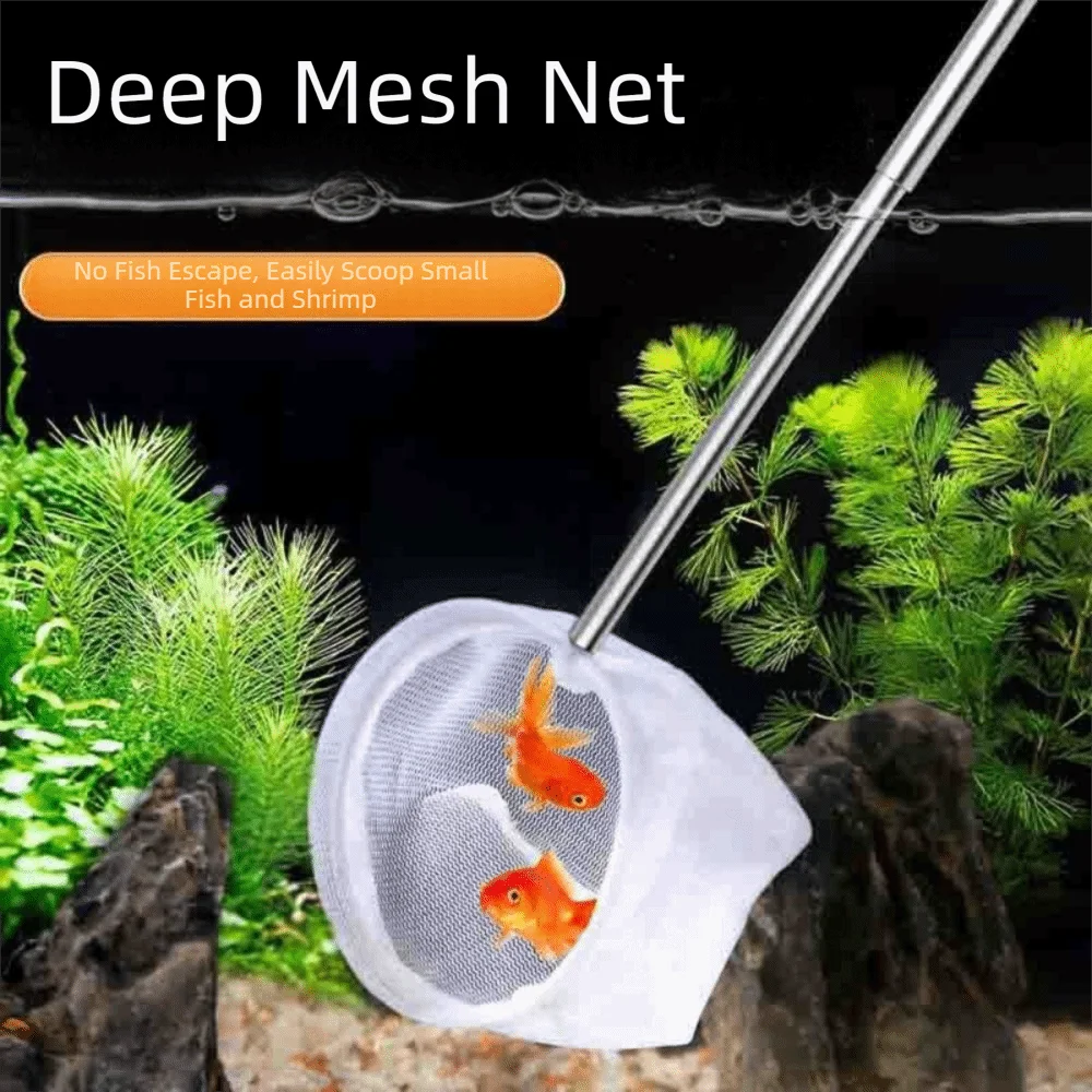 Extendable Handle Retractable Fishing Net Fine Net Stainless Steel Aquarium Dip Net Round Reinforced Net Head