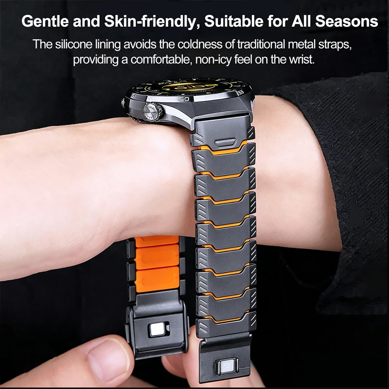 22mm Luxury Titanium Silicone Strap For Huawei Watch GT6 Pro/Watch 5 46mm/GT4 Metal Sport Band For Watch 4 Pro/Watch Business