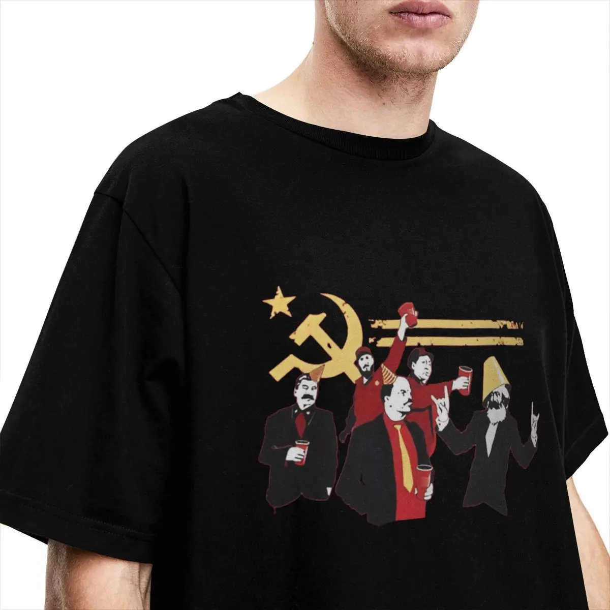 T-Shirt The Communist Party Cotton T Shirts Russian Soviet Marx Lenin Stalin Mao Castro Tee Shirt for Adult Short Sleeve Clothes