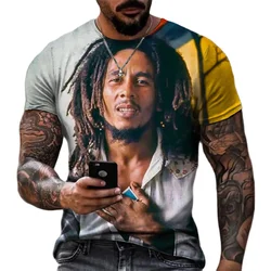 Men'S 3Dt T-Shirt Rock Bob Marley Hip Hop Rap Harajuku Oversized T Shirt Fashion Trend Street Casual O Neck Short Sleeve Top