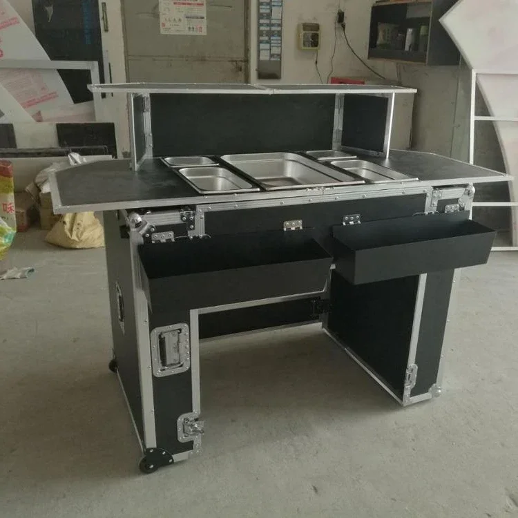 Bartender Mobile Folding Bar Outdoor Bartender BarMobile Bar Counter Box Storage Trolley Mobile Assembly Bar Flight Case Table