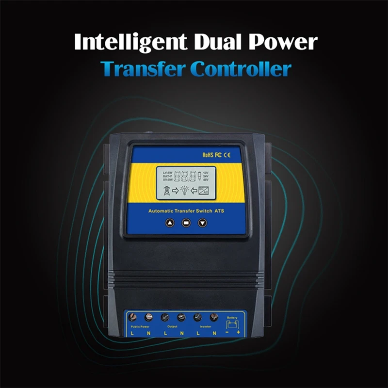 자동 ATS 이중 전력 전송 스위치 태양광 충전 컨트롤러, 태양풍 시스템용, DC 12V, 24V, 48V, AC 110V, 220V
