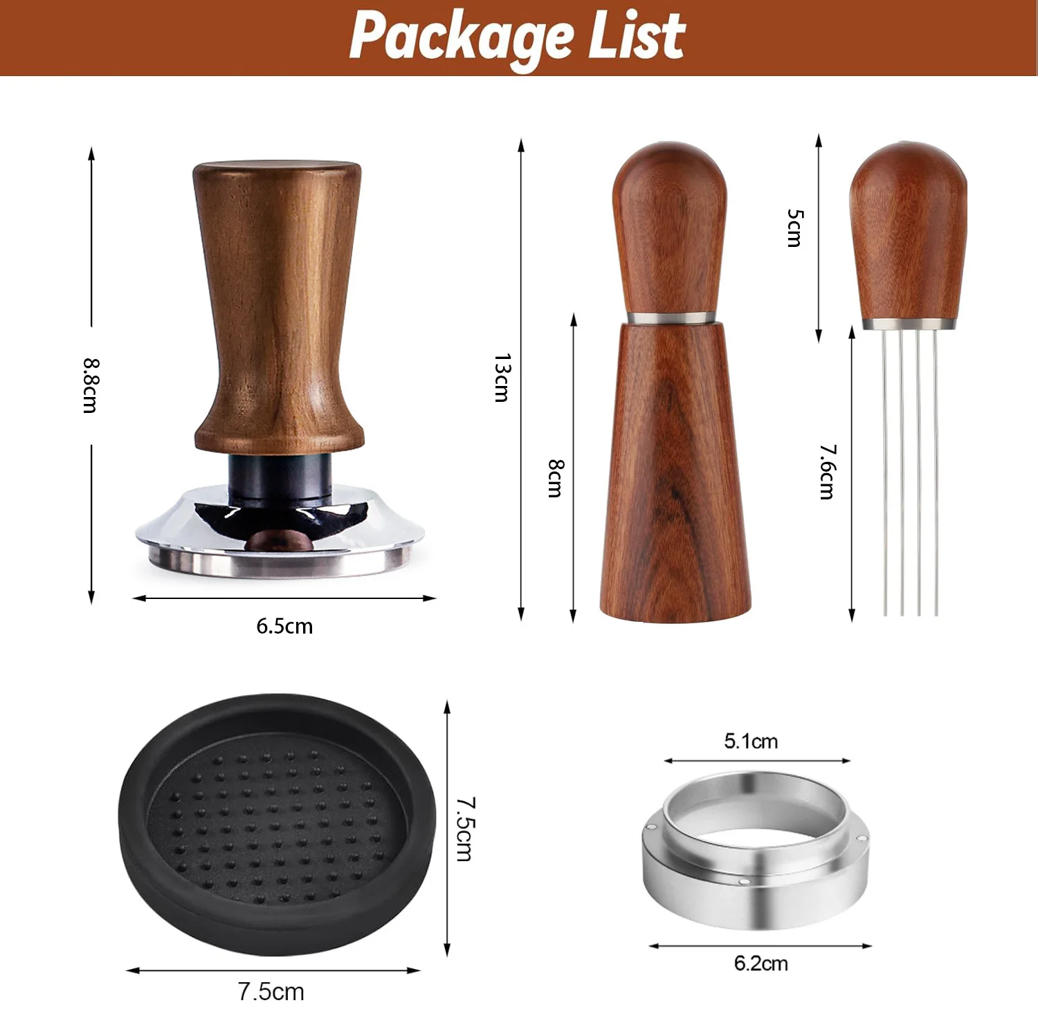 Espresso Accessories Kit Spring Loaded Calibrated Espresso Tamper Wdt Tool Espresso and Dosing Funnel Set Espresso Accessories