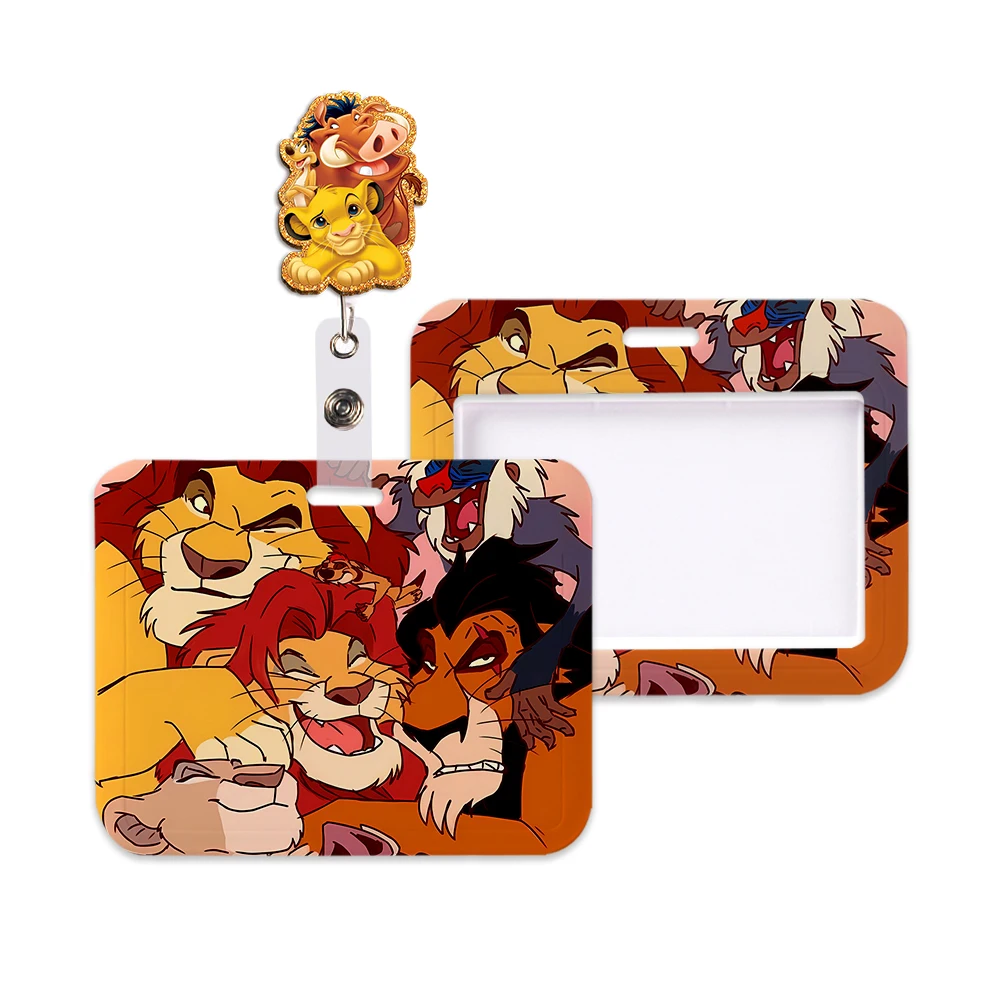 

Lion Simba Disney Movie ID Horizontal Credit Card Cover ABS Slide Lanyard Bus Card Holder Charm Badge Holder Neck Straps