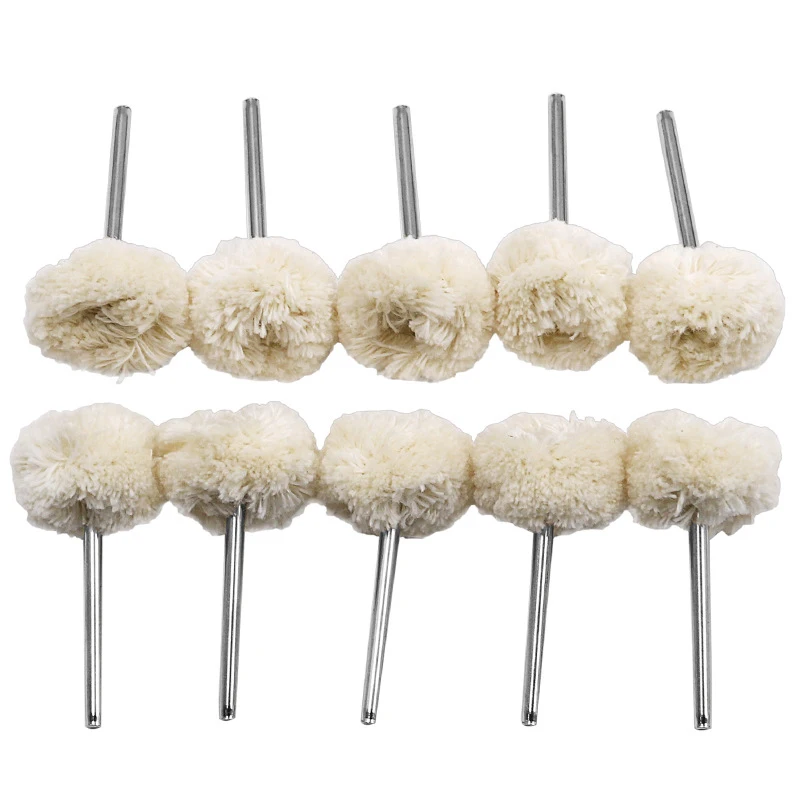 10PCS 3.0 Fine Shank Wool Wheel Polishing Head Jewelry Metals Wheels Grinding Buffing Drill Rotary Tool Accessories