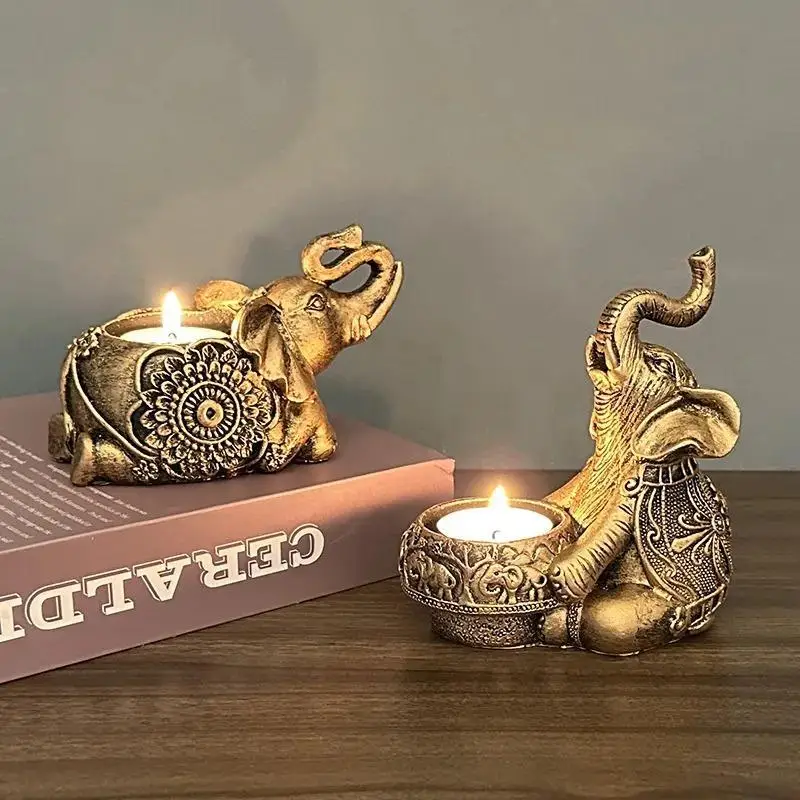 Animal Candle Holder Elephant Trunk Sculpture Tealight Candle Holder Ornamental Small Candle Rod Holder Lucky Prize