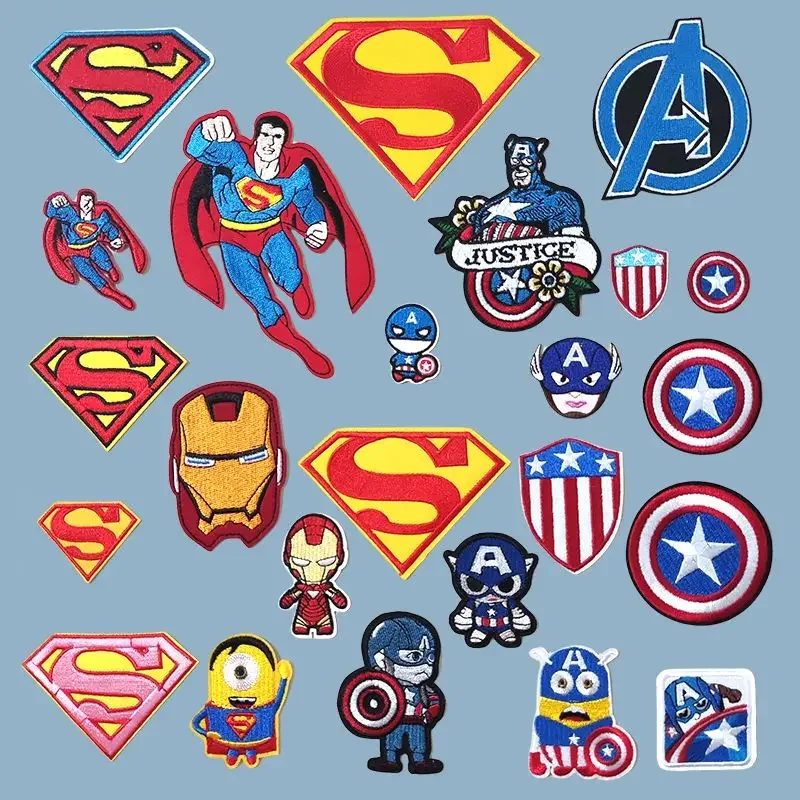 Marvel animation peripherals Captain America Iron Man cartoon clothes bag patch stickers diy hole embroidered cloth stickers