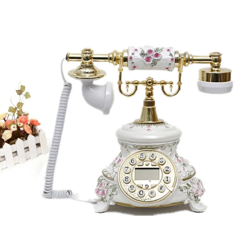 Push Dial Telephone Vintage Landline Phones, Corded Phone with Caller ID, Retro Ringtones, Redial for Home and Decoration