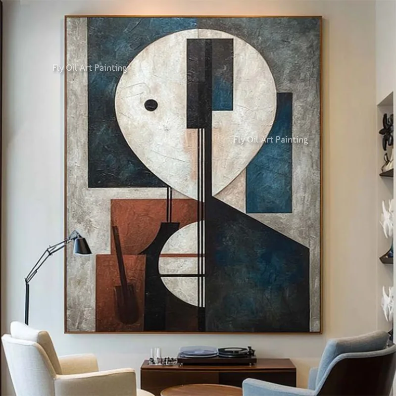 

Abstract Blue Brown People Wall Art Handmade Simple Design Popular Shapes Oil Painting Home Wall Decor Items On Canvas As Gift