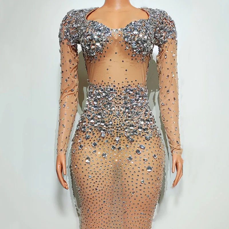 Perspective Long Dress Singer Performance Clothing Company Annual Meeting Party Evening Dress Bar Nightclub Dance Music Festival