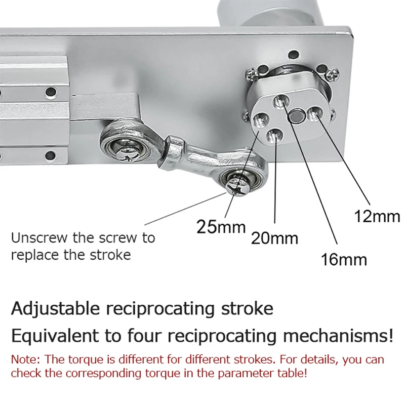 Small DIY Design Reciprocating Cycle Linear Actuator with DC Gear Motor 12V 24 Volt Stroke 12/16/20/25mm Adjustable 5~1000 Rpm