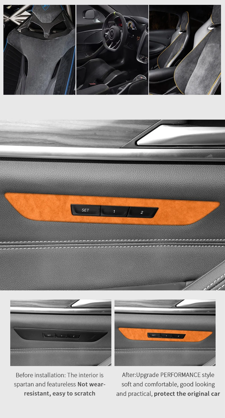 Hergestellt aus Alcantara für BMW 5er G30 G38 6GT, seitliches funktionelles Panel der Autositzverkleidung, Aufkleber für den Innenbereich, individuelles Tuning-Zubehör – Detail 3