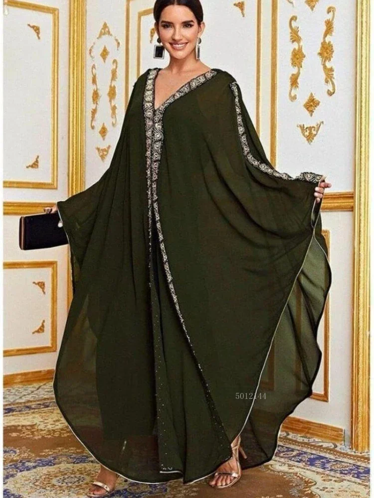 Marokko Kaftan Abaya Dubai Kapuzen Maxikleid Fledermausärmel Farasha Muslimische Frauen Afrikanischer offener Kimono Boubou Abend Langes Kleid