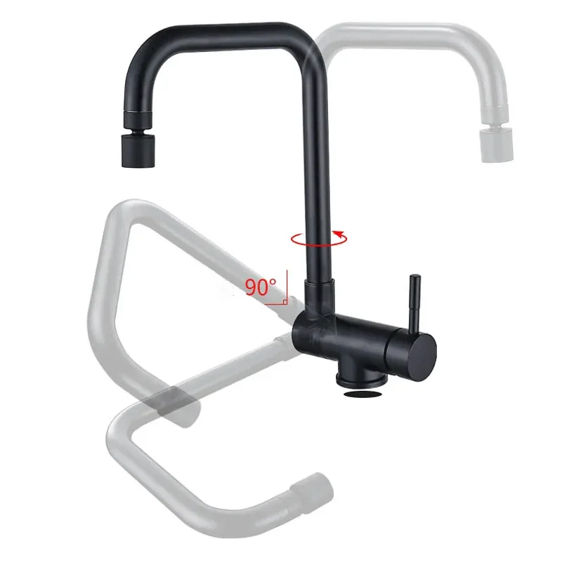 Front Window Hidden Kitchen Faucet 360 Degree Rotating Folding Sink Faucet Hot Cold Mixer Water Tap 2 Modes Stream Sprayer Head