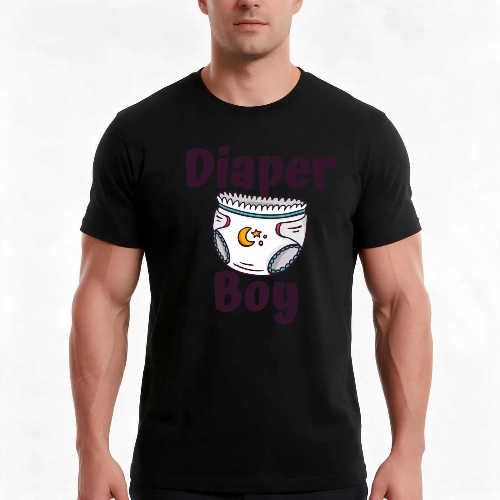 ABDL Diaper Boy DDLG adult baby diaper T-Shirt, Summer Casual Cotton Tee, Oversized Streetwear Tops, Vintage Graphic Print