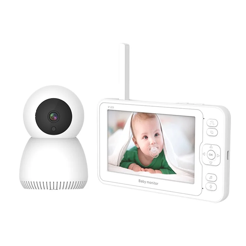 

1080P Wireless baby monitor with camera and audio with six Lullabies 5 Inch LCD Screen Motion Detection baby & pet monitor