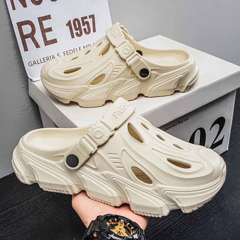 

Men's and Women's Summer Outdoor Dual-Wear Closed-Toe Slippers, Non-Slip Thick-Soled Beach Sandals and Slippers for Outdoor Sports