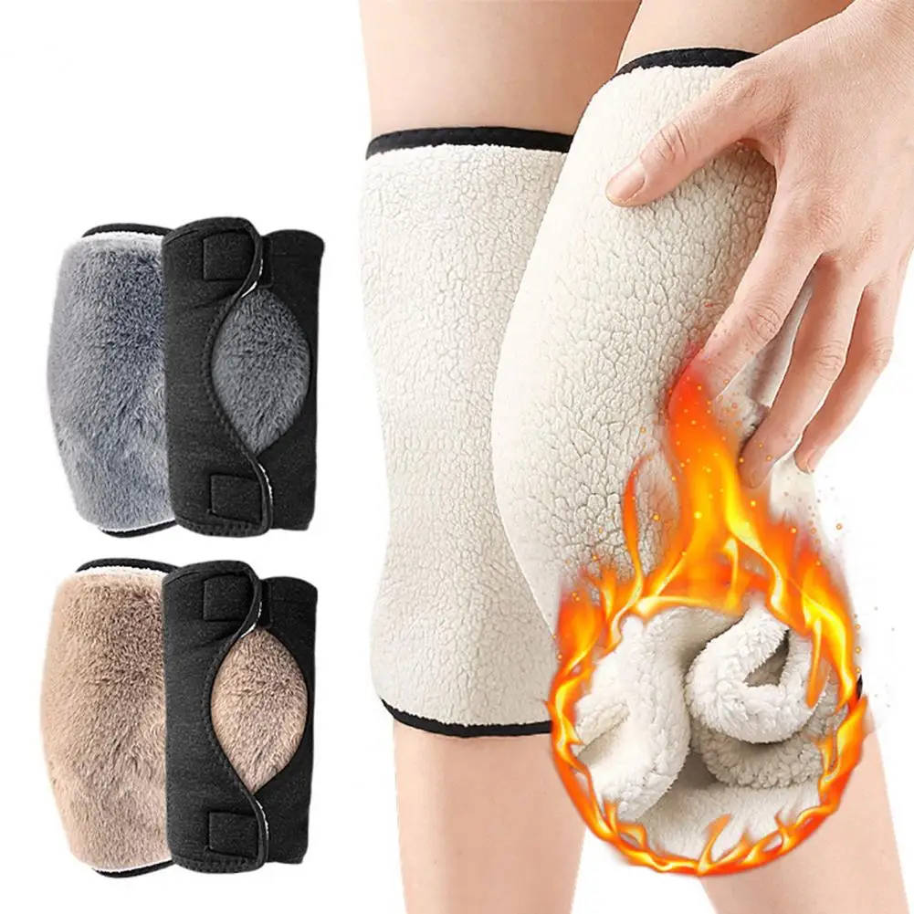 Knee Warmer Adjustable Fastener Winter Wool Knee Warmers for Arthritic Joints Thicken Fleece Lined Knee Sleeves for Weather