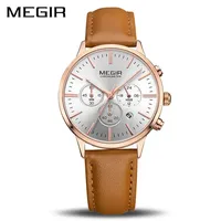 MEGIR Luxury Women Quartz Watch Top Brand Chronograph Ultra Thin Watches Lady Waterproof Clock Bracelet Wristwatch