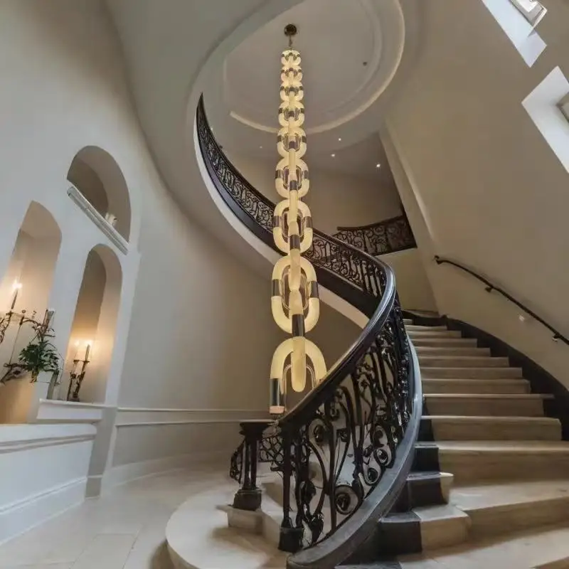 

Postmodern White Chain Hanging design LED chandelier, Chrome Hardware lustre Dimmable Ceiling Adjustable for living room