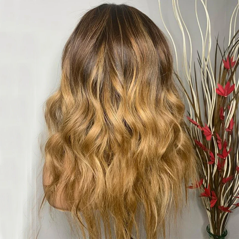 Ombre marrom macio 180 densidade 5x5 base de seda onda do corpo pré-selecionado cabelo humano judeu babyhair hdlace peruca cabelo europeu sem cola