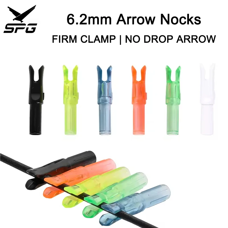

50PCS 6.2mm Arrow Nocks Hard Plastic Firm String Clamp C-Shaped Groove with Repair Tool Brass Points for Beginner Archery
