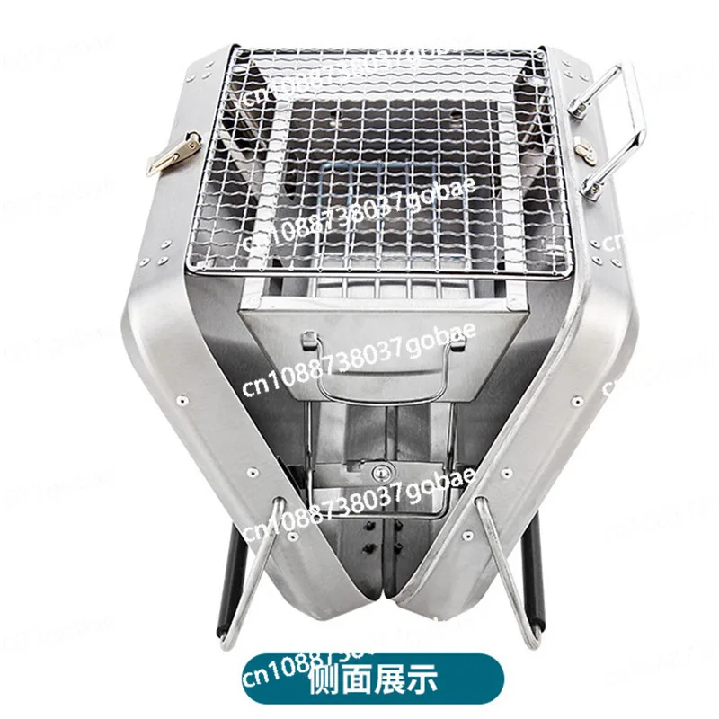 

Outdoor folding portable small stainless steel barbecue grill
