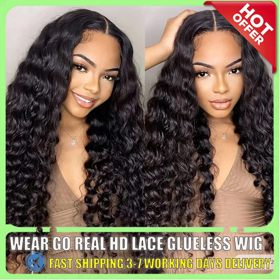 

4x4 5x5 Deep Wave Frontal Wig 13x6 HD Lace 13x4 Curly Lace Front Human Hair Wigs For Black Women Pre Plucked Brazilian Hair