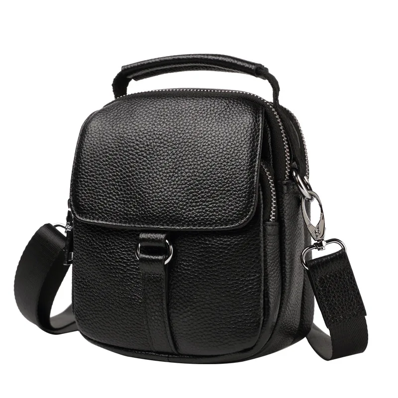 New Mini Crossbody Genuine Messenger Bag Leather Fashion Single Shoulder Multifunctional Cowhide Men's Backpack Daily Small Bag