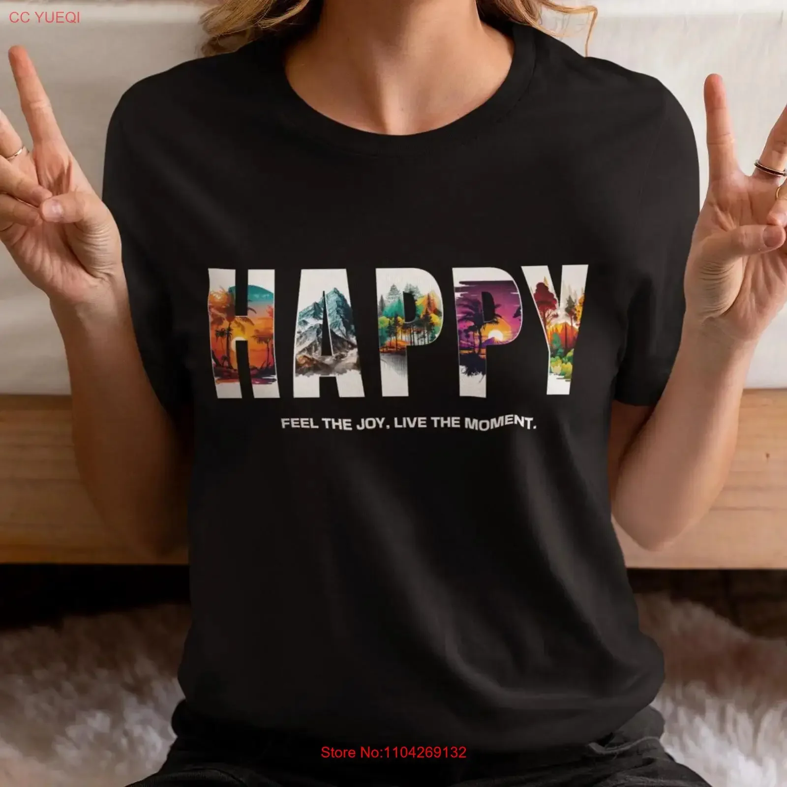 T-shirt HAPPY, vêtements d'awareness émotionnel, vêtements inspirés de la nature, vêtements d'empathie, les sentiments comptent, vêtements inspirants vintage lavés