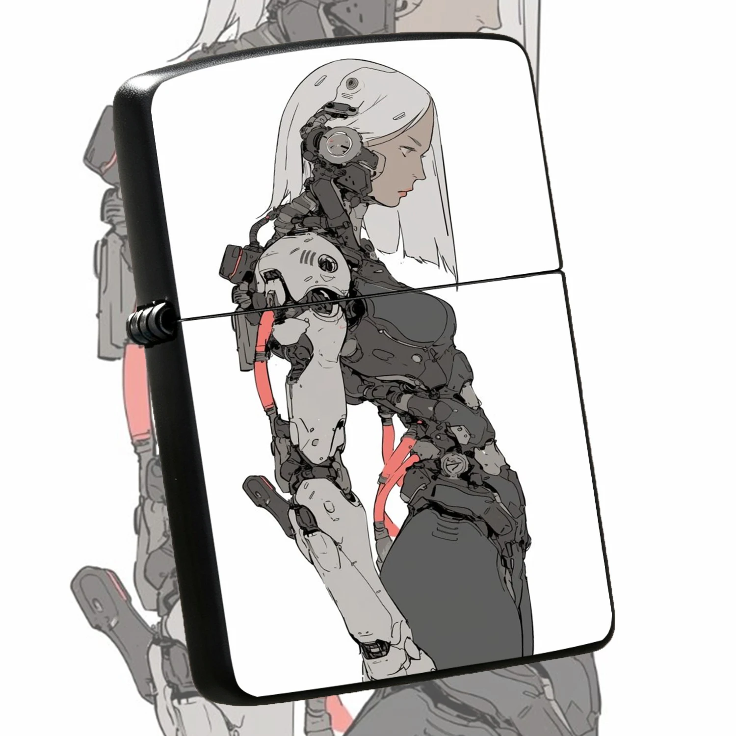 Unique Tech Accessories Gifts - Cyber Cyborg Girl Themed Windproof Lighter,