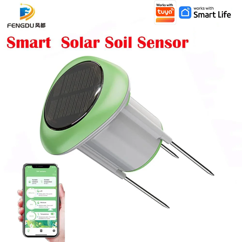 Tuya Smart Soil Sensor Solar Power Temperature Moisture Soil Qualities Detection for Farm Plants Hygrometer Garden Tools