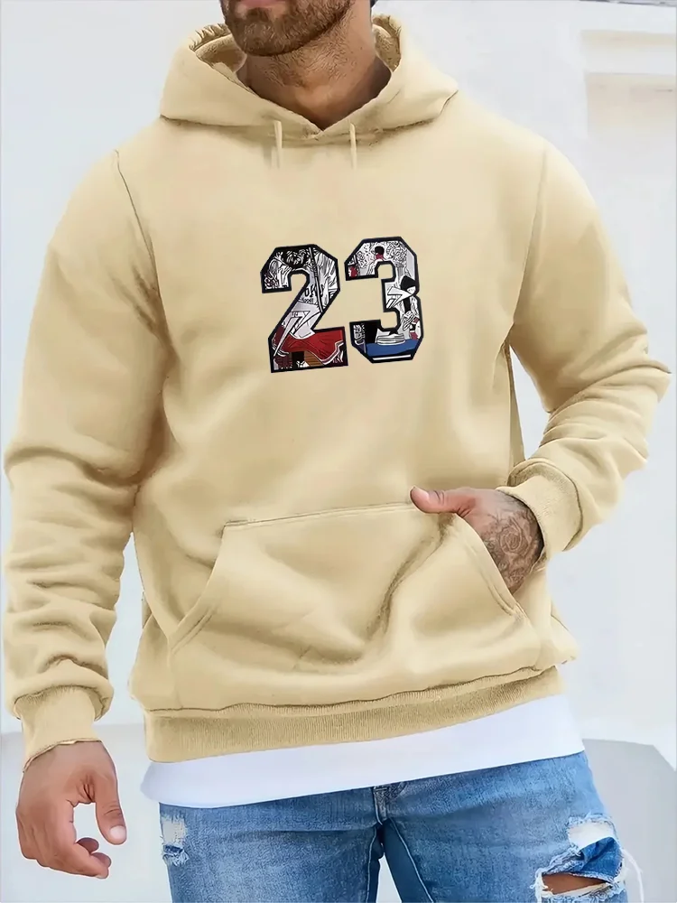 

2024 New Men's Casual Sweatshirt With Pockets Fall Winter Long Sleeve Hoodie Men's Pullover Printed Hoodie Loose Clothing