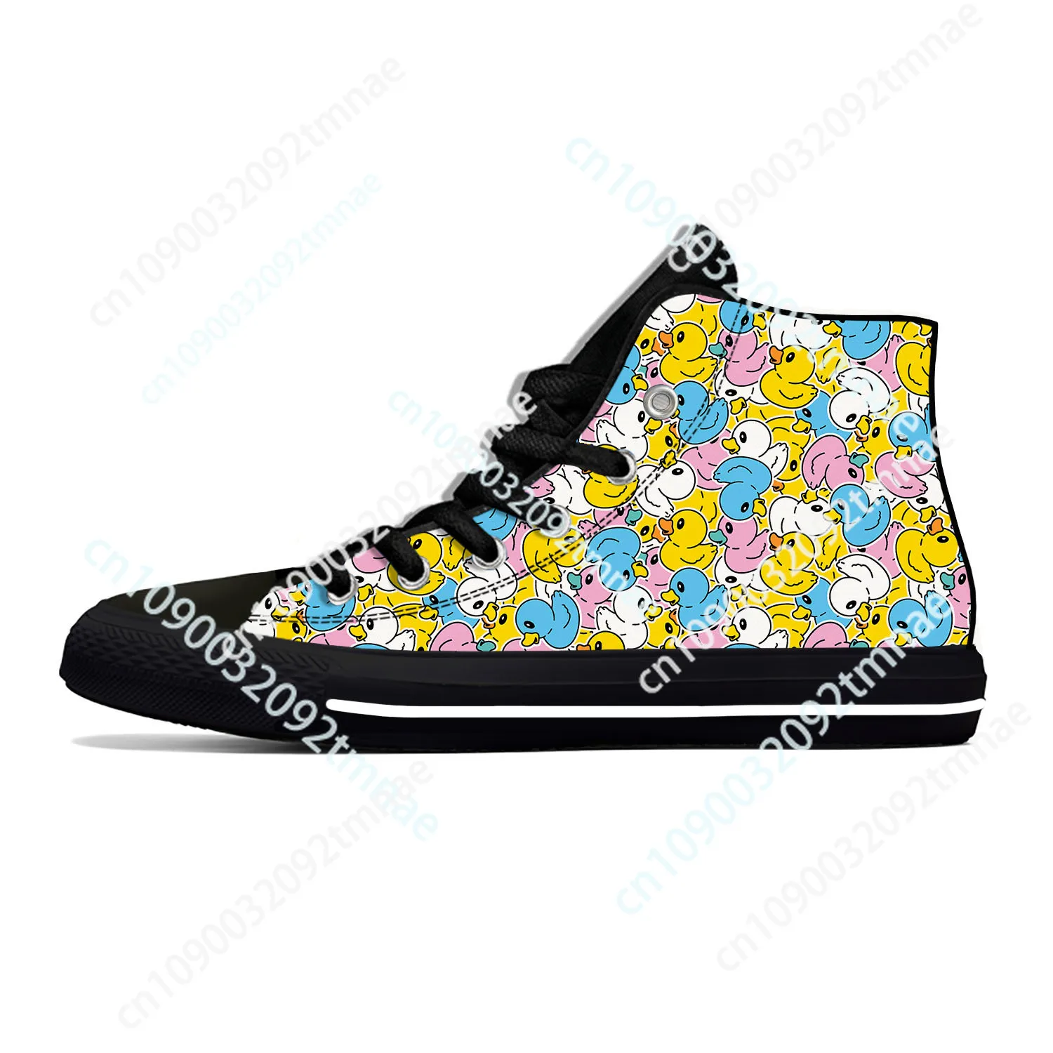 

Cartoon Duck Black High Top Sneakers Mens Womens Teenager High Quality Canvas Sneaker Fashion Casual Couple Shoes Custom Shoe