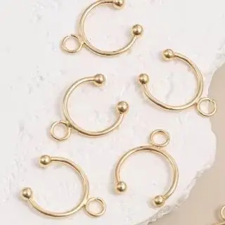 

14K Gold-Plated U-Shaped C-Shaped Ear Clips Handcrafted DIY Earrings with Hanging Rings Ear Bone Clips Included