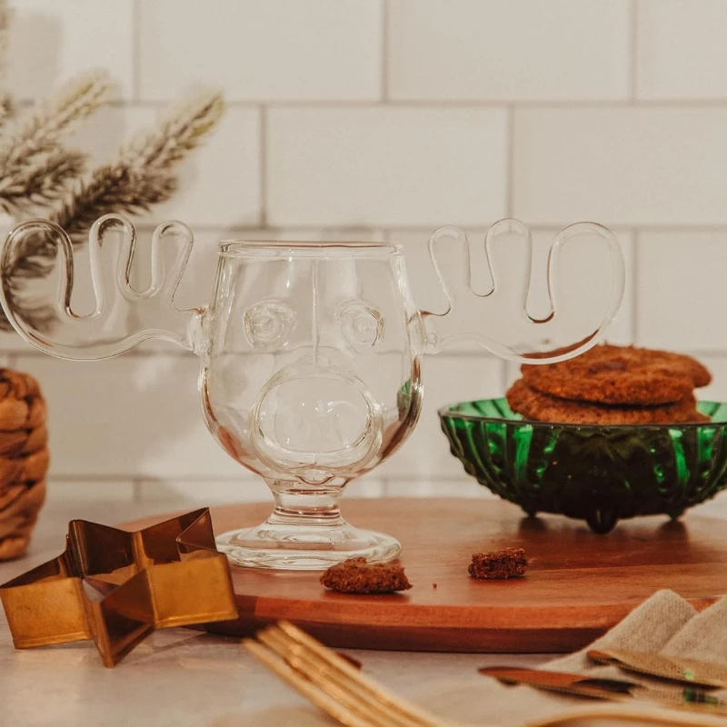 Christmas Vacation Moose Mug Glass Cup for  Creative Elk Cute Reindeer Mug Wine Beer Water Juice Milk Glasses Drinkware Cups