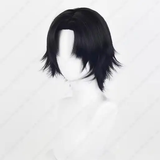 Anime Chrollo Lucilfer peruka do cosplay 30cm czarne krótkie peruki żaroodporne włosy syntetyczne