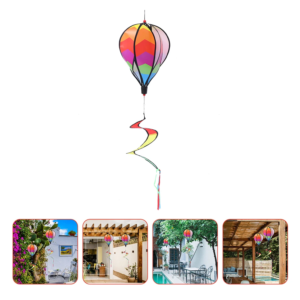 

4 Pcs Rainbow Hot Air Balloon Wind Colorful Spiral Hanging Garden Yard Outdoor Party Decoration Windmill for Trees