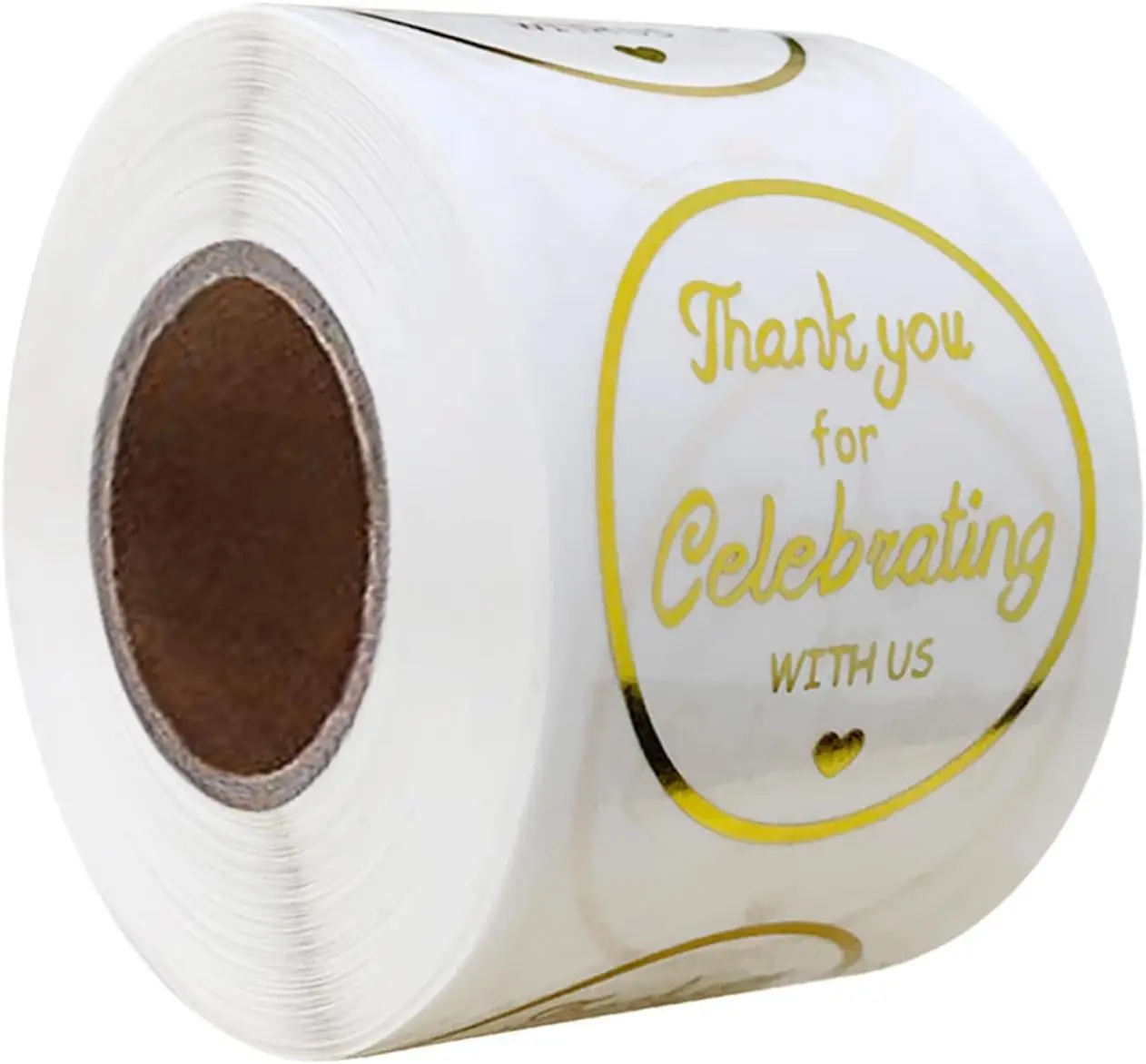 500PCS Thank You for Celebrating With Us Stickers - 1.5 Inch Metallic Gold Circle Wedding Self-Adhesive Labels for Envelope Seal