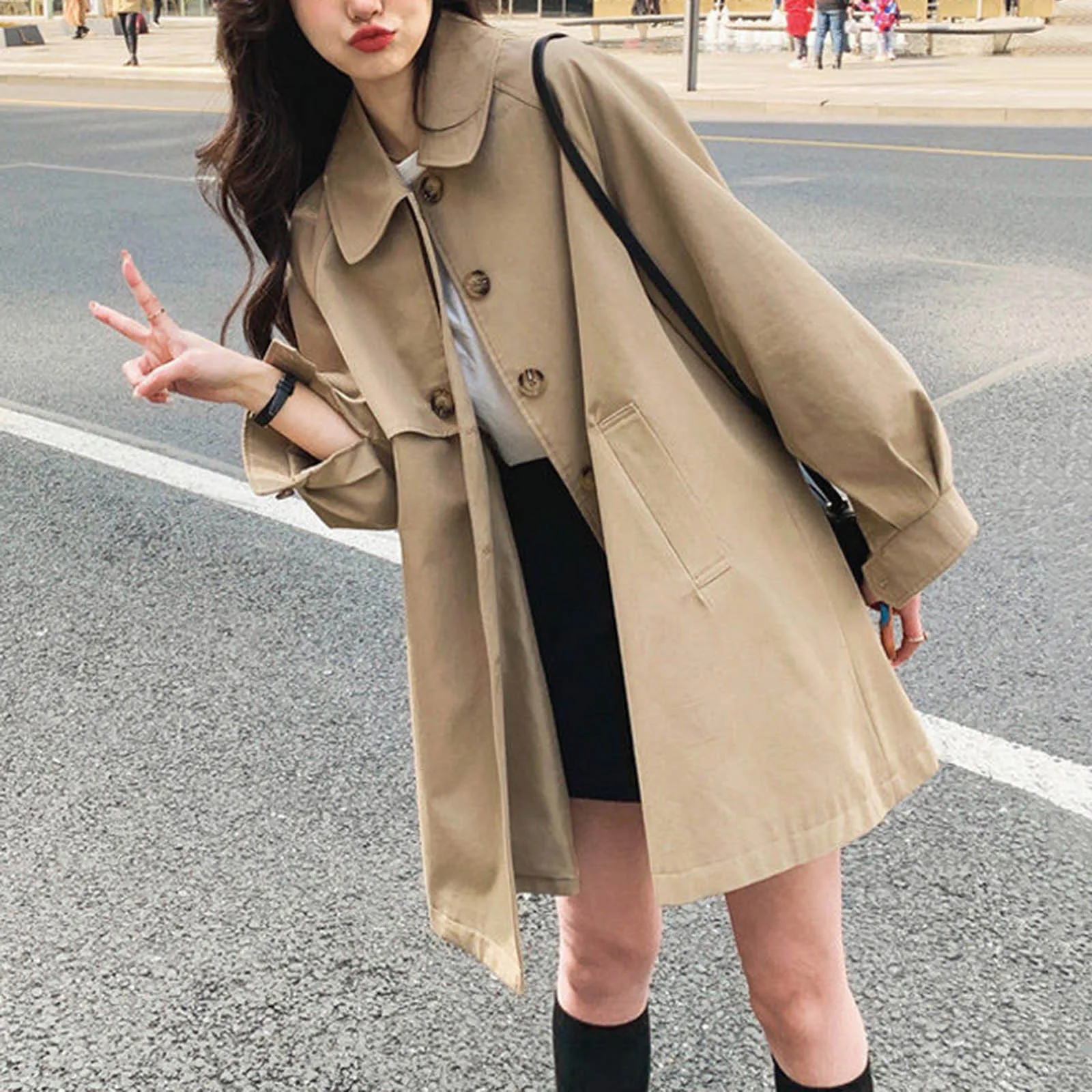 Classic Office Lady Trench Coats Formal Women Windbreake Jackets Spring Fall Outwear Gabardina Long Sleeve Ol Chaquetas New