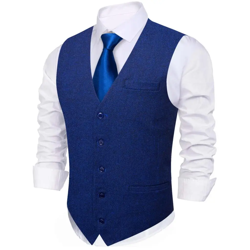 Elegante Baumwolle Herren weste Frühling Hochzeit rosa blau rot grün schwarz khaki solide karierte V-Ausschnitt schlanke Weste Krawatte Set Barry