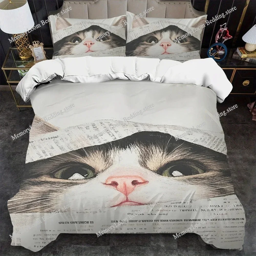 Cute Cat Aesthetic Art Duvet Cover Set Home Style Bedding Soft Laundry Cotton Bed Four Seasons Student Dormitory Home Textile963