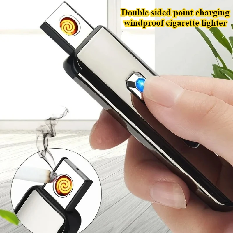 

Креативная USB-перезаряжаемая ветрозащитная металлическая спиральная вольфрамовая зажигалка для улицы, портативная, без пламени, для свечей, элитный мужской подарок