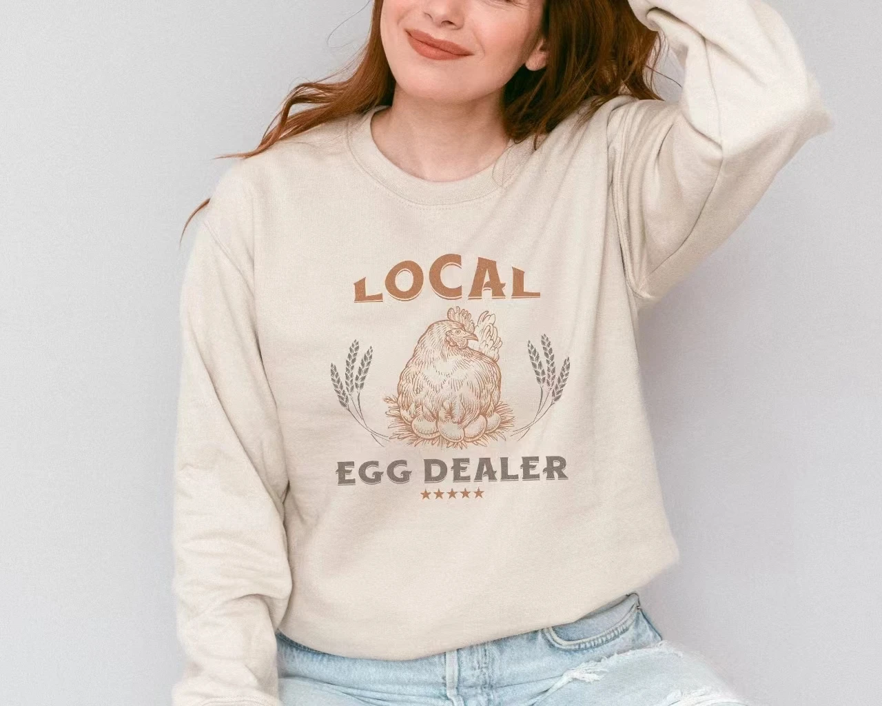 Local Egg Dealer Slogan Women Sweatshirt Vintage Cartoon Chicken Female Clothes New Hot Sale Popular Farm Casual Girl Tops