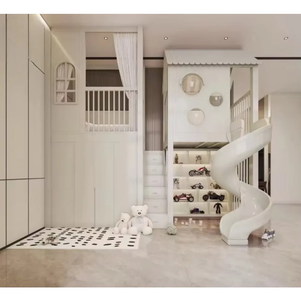 Eibele personalizado princesa crianças camas menina beliche crianças conjunto de cama móveis para meninas rosa quarto móveis com escada armário