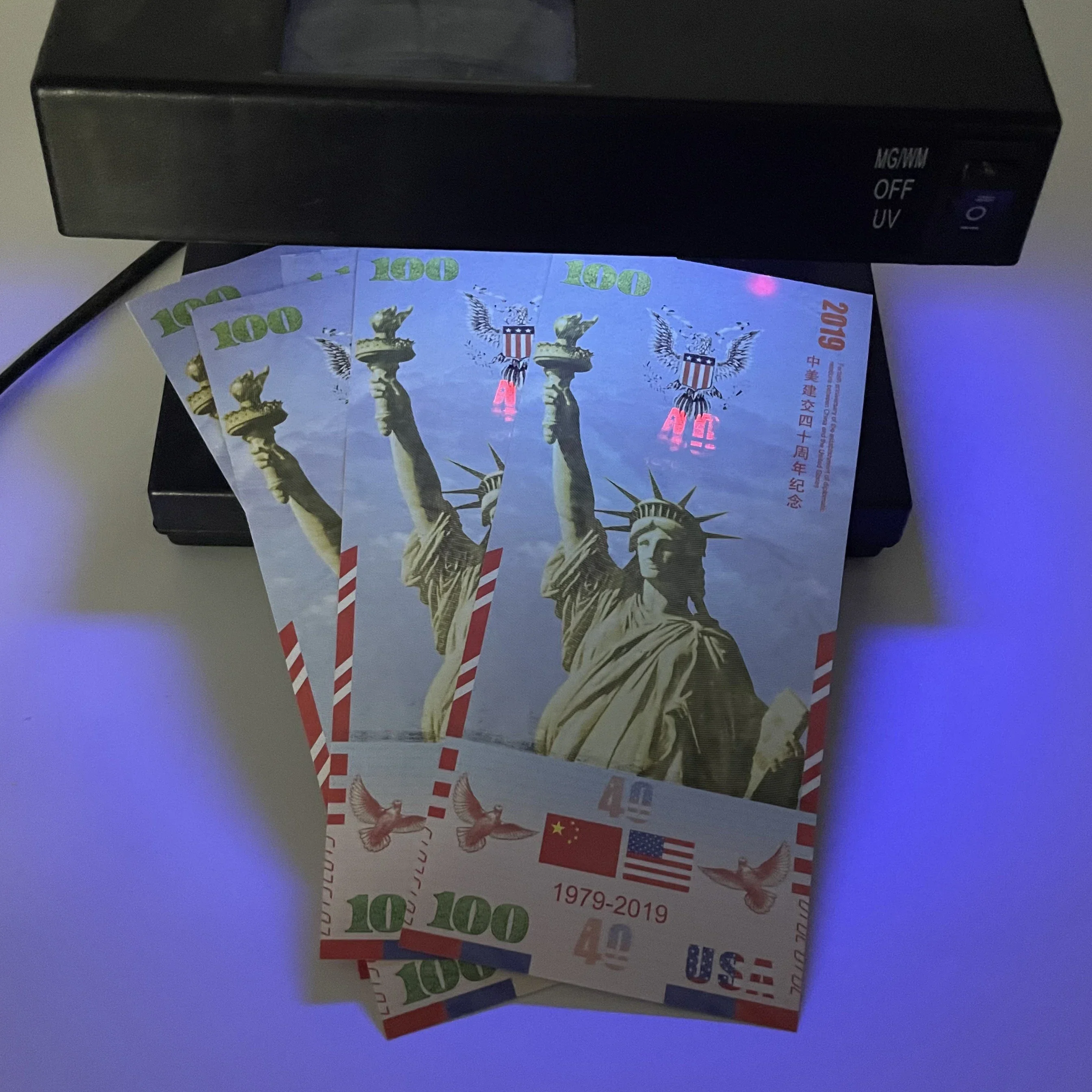 Elegant China-U.S. 40th Anniversary of Diplomatic Relations Commemorative Banknote $100 Lady Liberty Great Wall Collector's bill