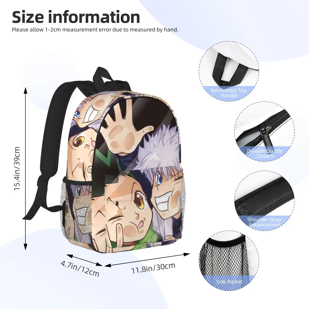 Anime HXH Hunter Hunter Backpack Daypack Large Capacity Boys Girls BookBag Shoulder Bags for Men Women School Bag