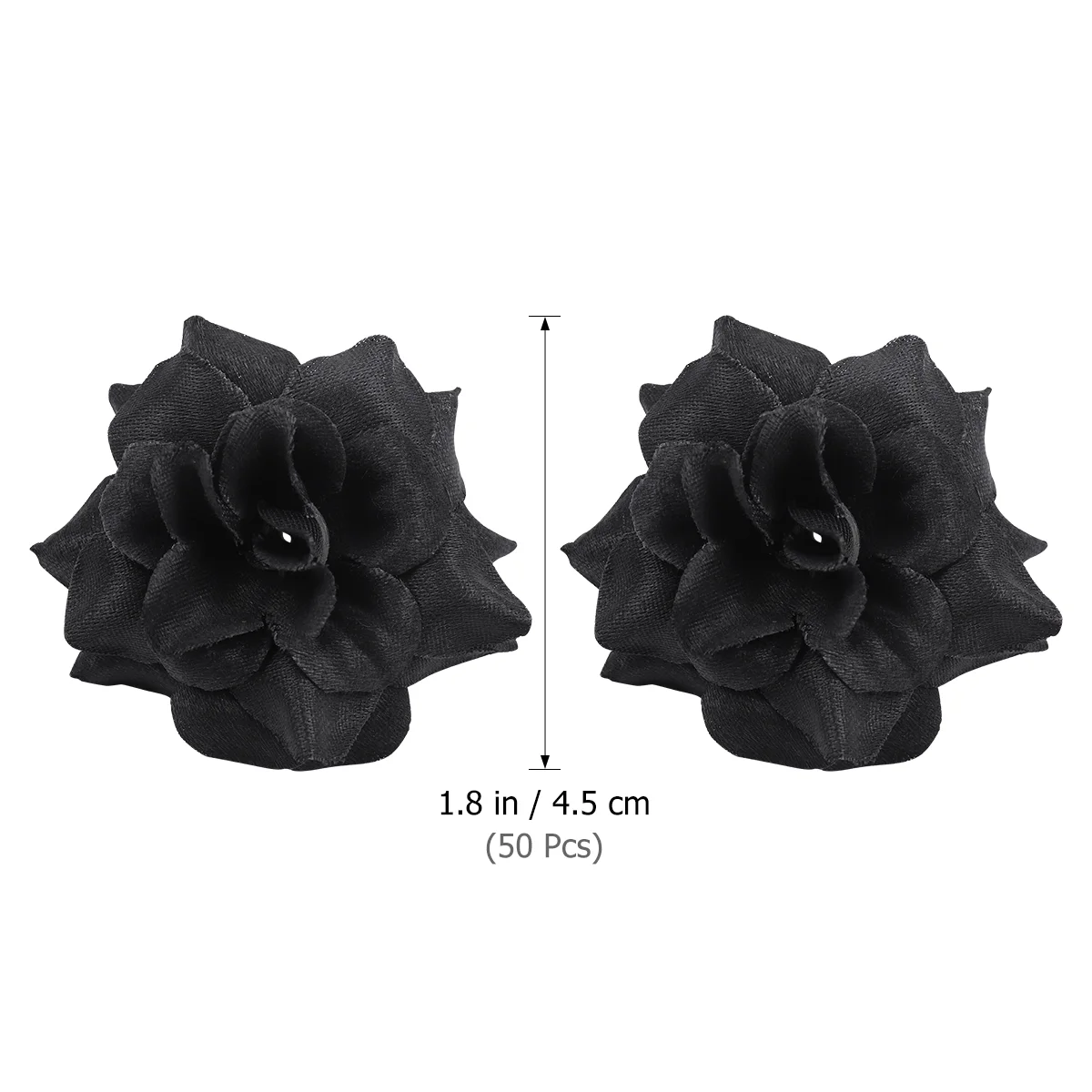 LUOEM 50 pezzi di teste di fiori di rosa di seta di simulazione per abbigliamento di album di cappelli (nero) fiore di rosa per matrimonio