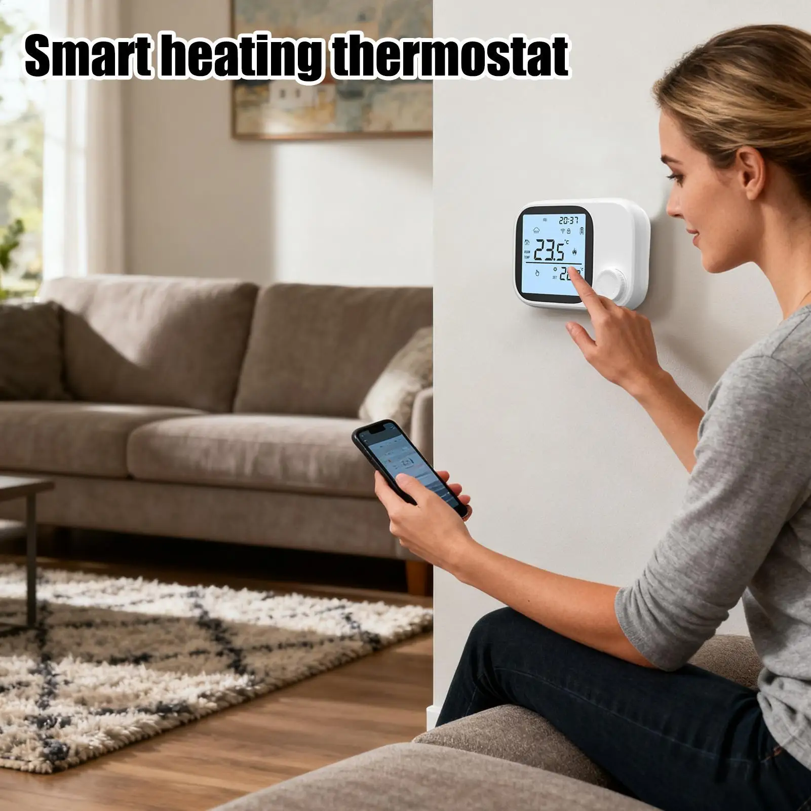 Smart Home Thermostat Digital Display Wireless Monitor Devices Smart Controller APP And Voice Control For Family Home Indoor